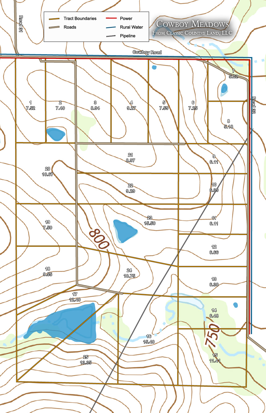 Cowboy Meadows topographic plat map