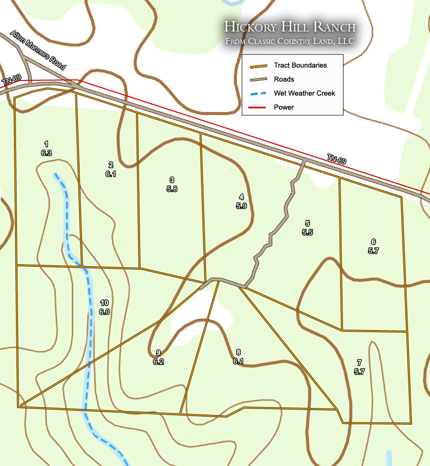 Hickory Hill Ranch topographic plat map