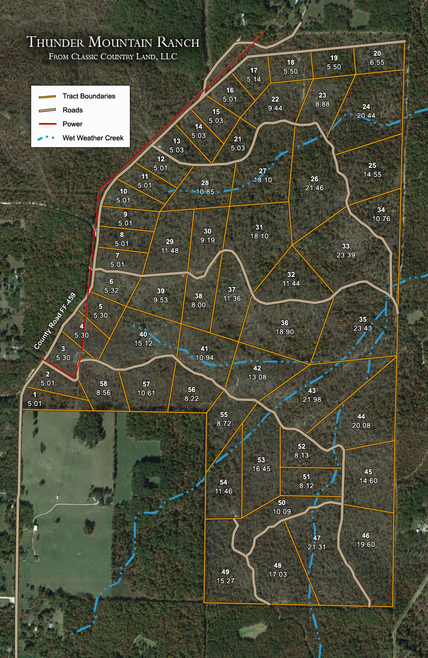 Thunder Mountain Ranch satellite plat map