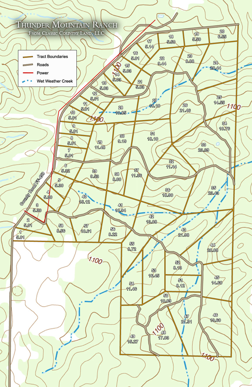 Thunder Mountain Ranch topographic plat map