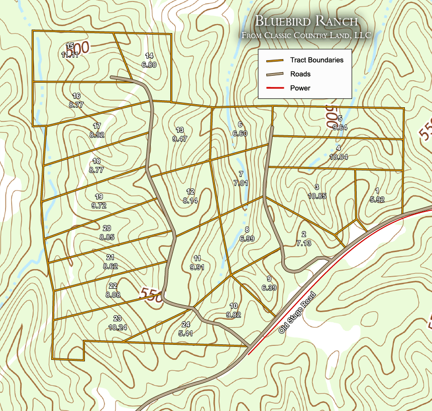 Bluebird Ranch topographic plat map