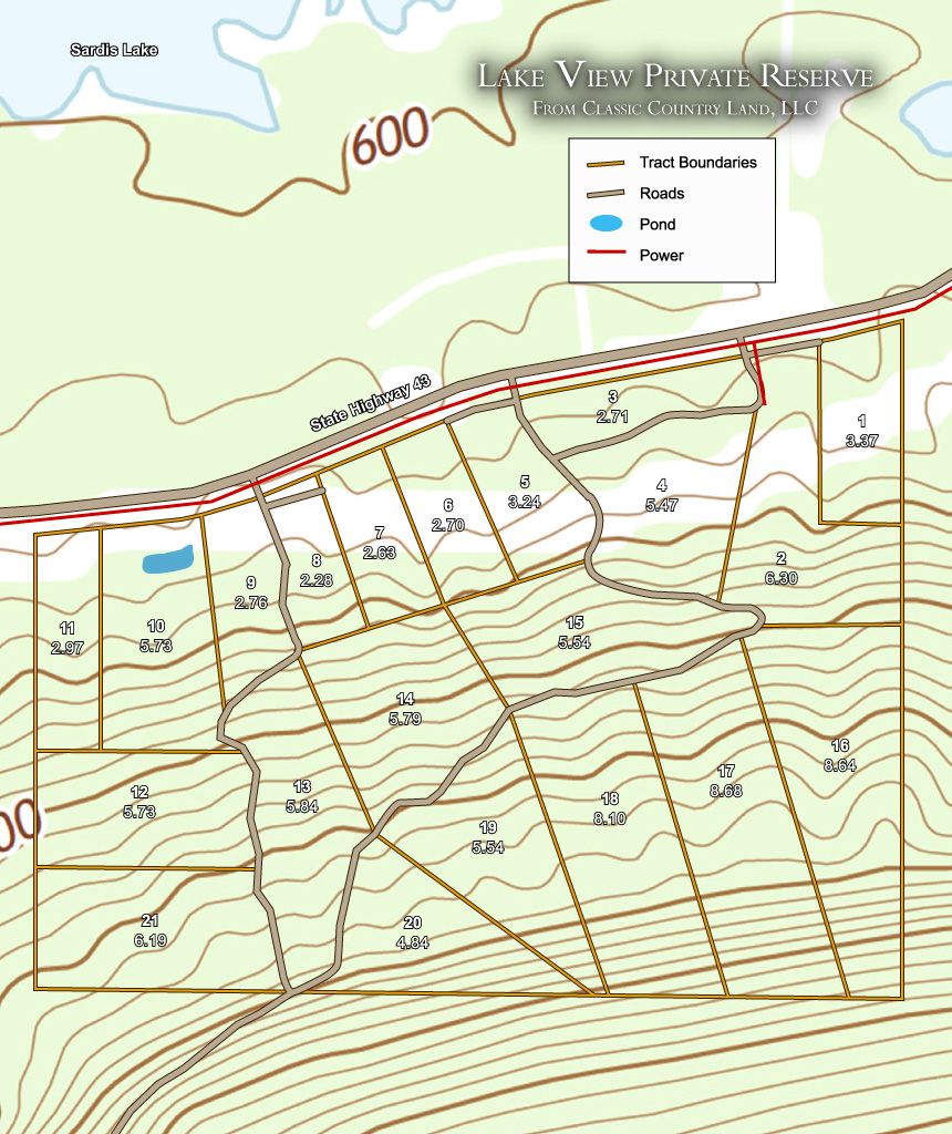 Lakeview Private Reserve topographic plat map
