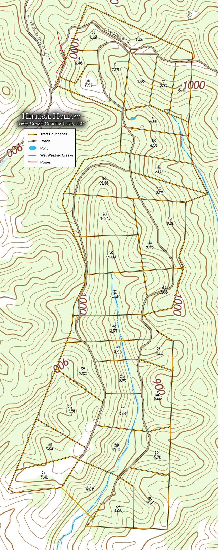 Heritage Hollow topographic plat map