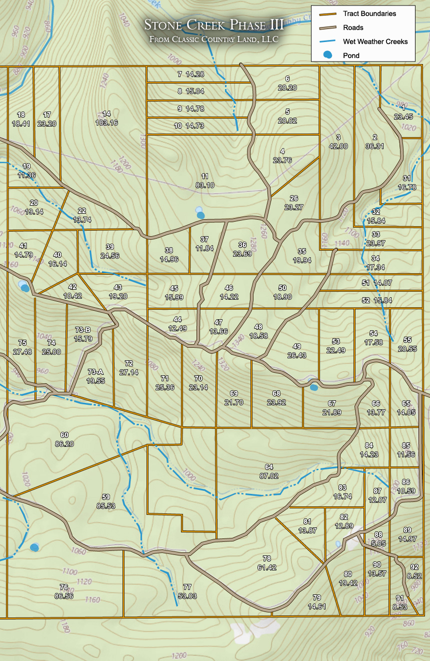 Stone Creek Phase III topographic plat map