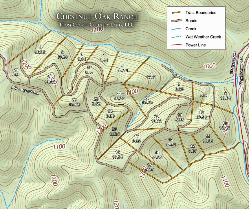 Chestnut Oak Ridge topographic plat map