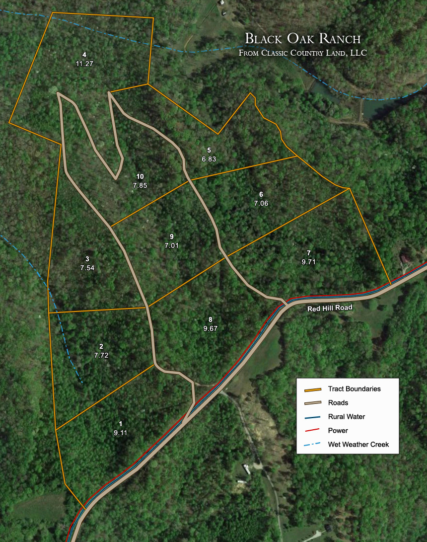 Black Oak Ranch satellite plat map