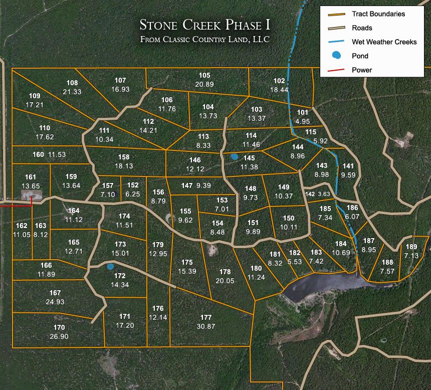 Stone Creek Phase I satellite plat map