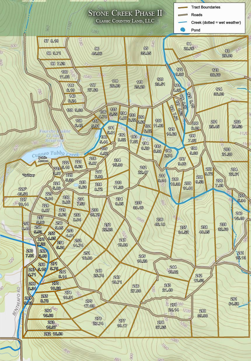 Stone Creek Phase II topographic plat map