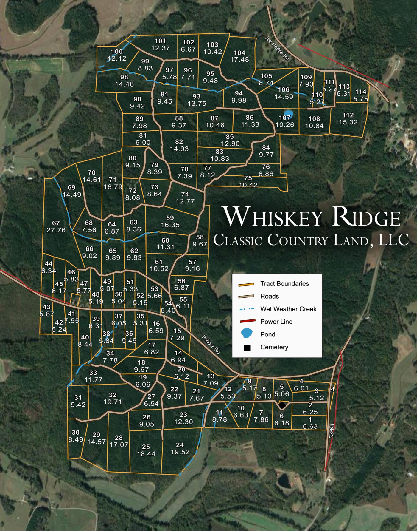 Whiskey Ridge satellite plat map
