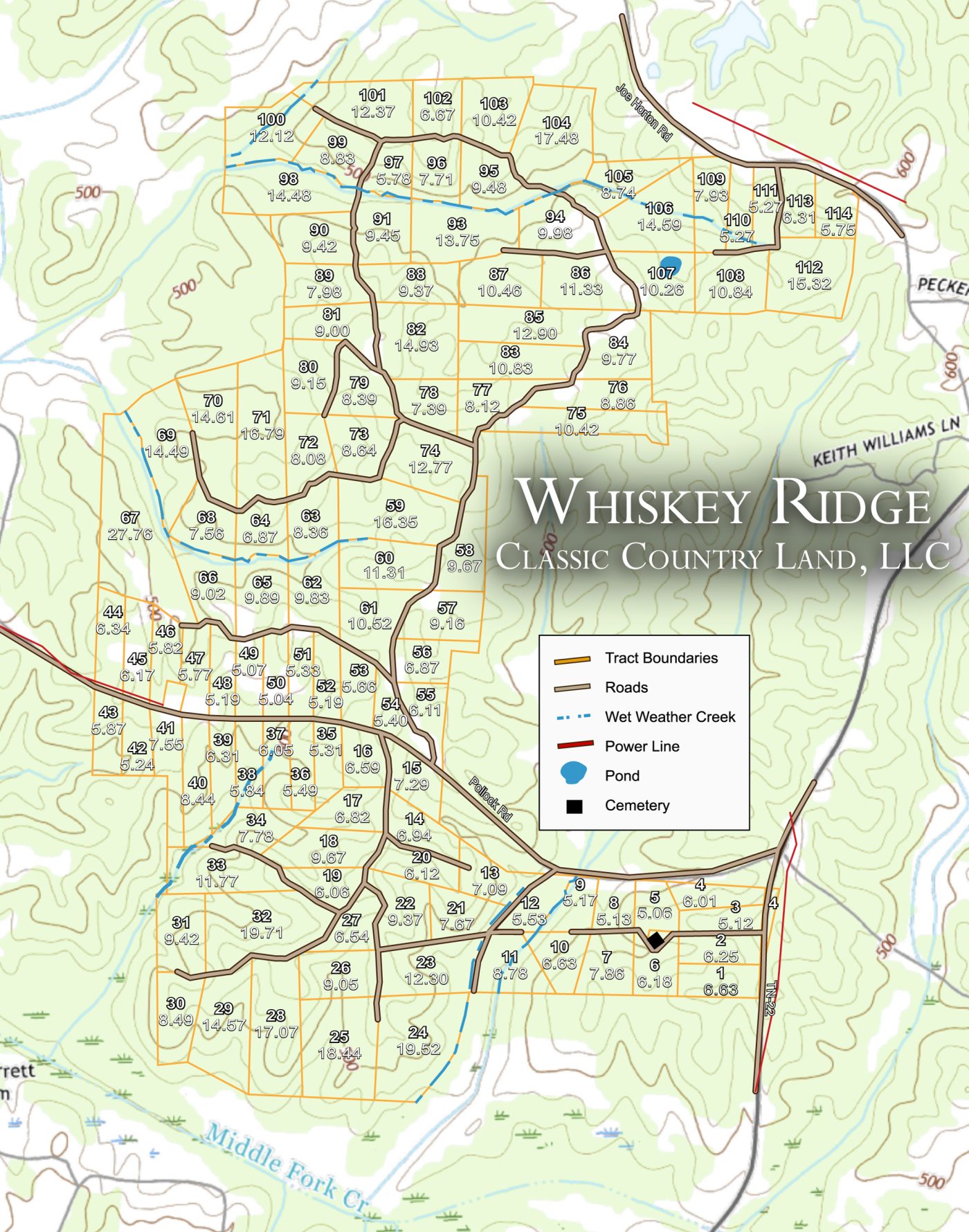 Whiskey Ridge topographic plat map