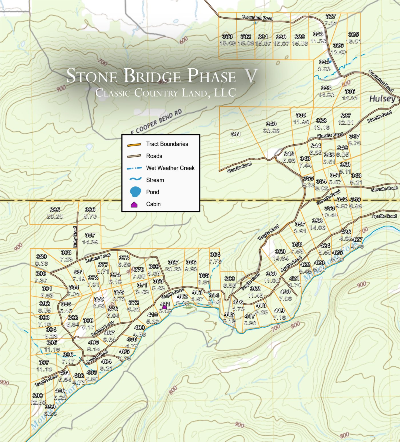 Stone Bridge Phase V topographic plat map