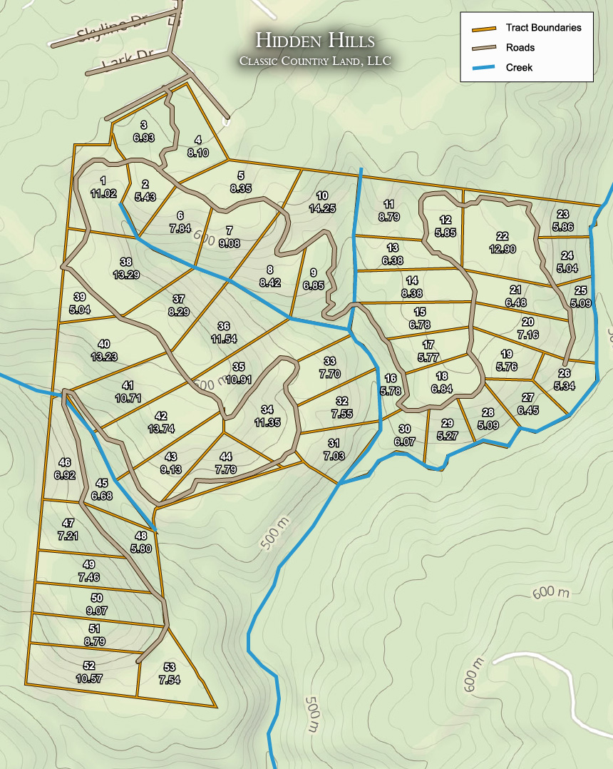 Hidden Hills topographic plat map