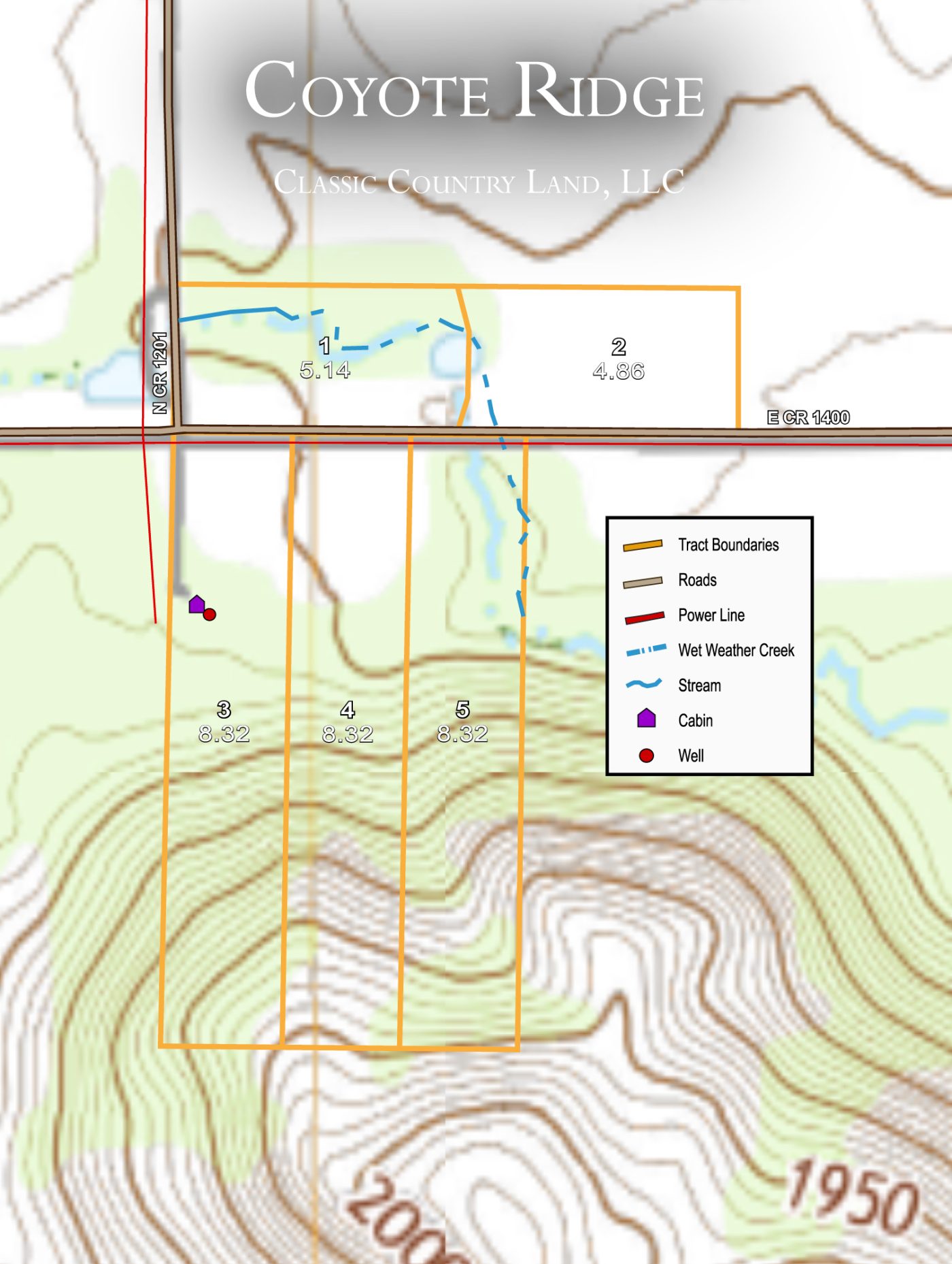 Coyote Ridge topographic plat map