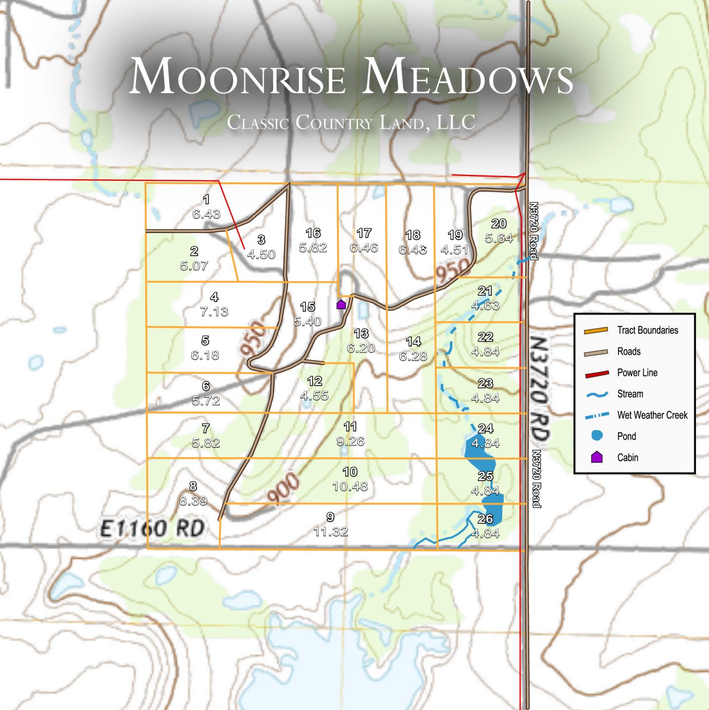 Moonrise Meadows topographic plat map