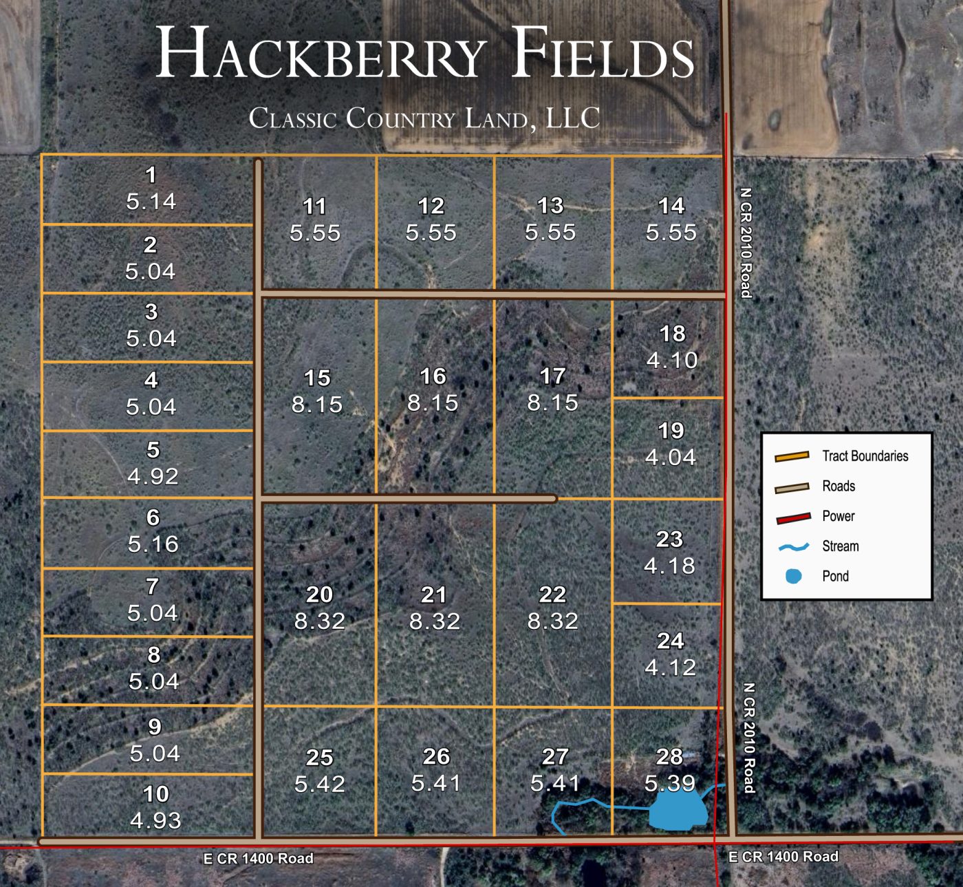 Hackberry Fields satellite plat map