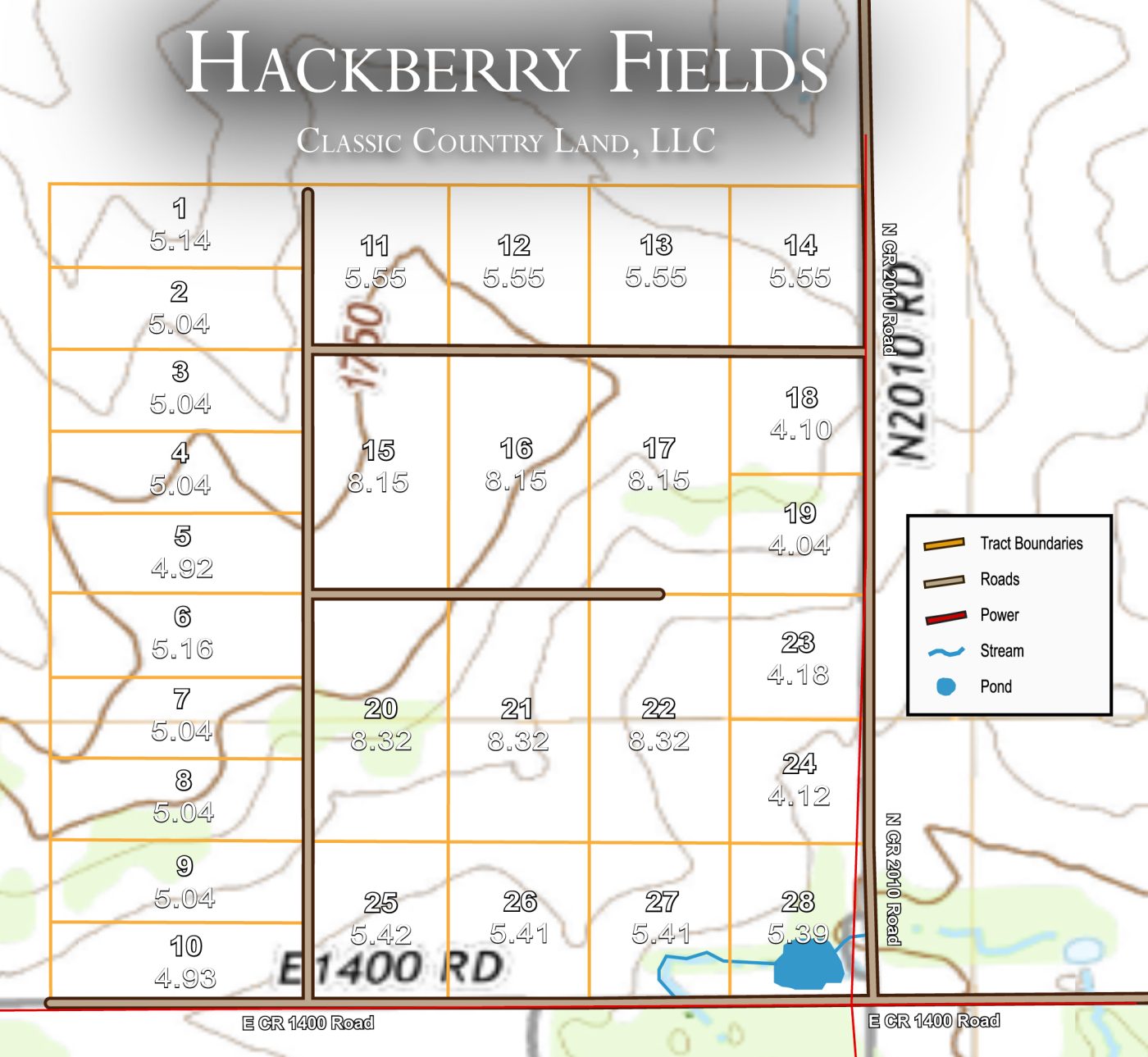 Hackberry Fields topographic plat map