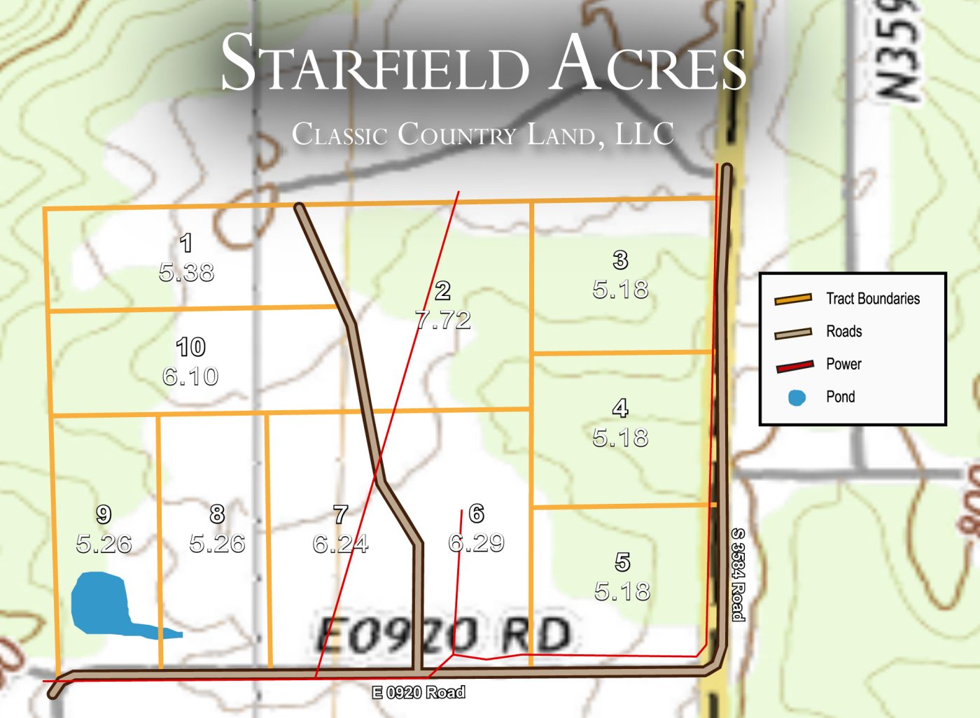 Starfield Acres topographic plat map