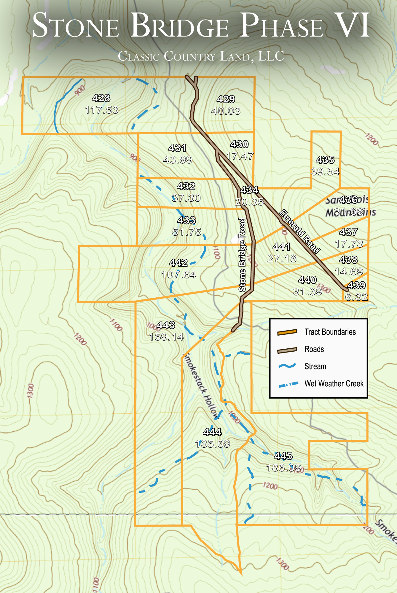 Stone Bridge Phase VI topographic plat map