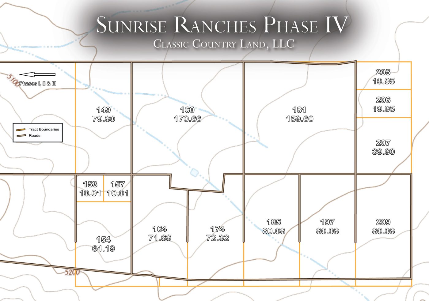 Sunrise Ranches Phase IV topographic plat map