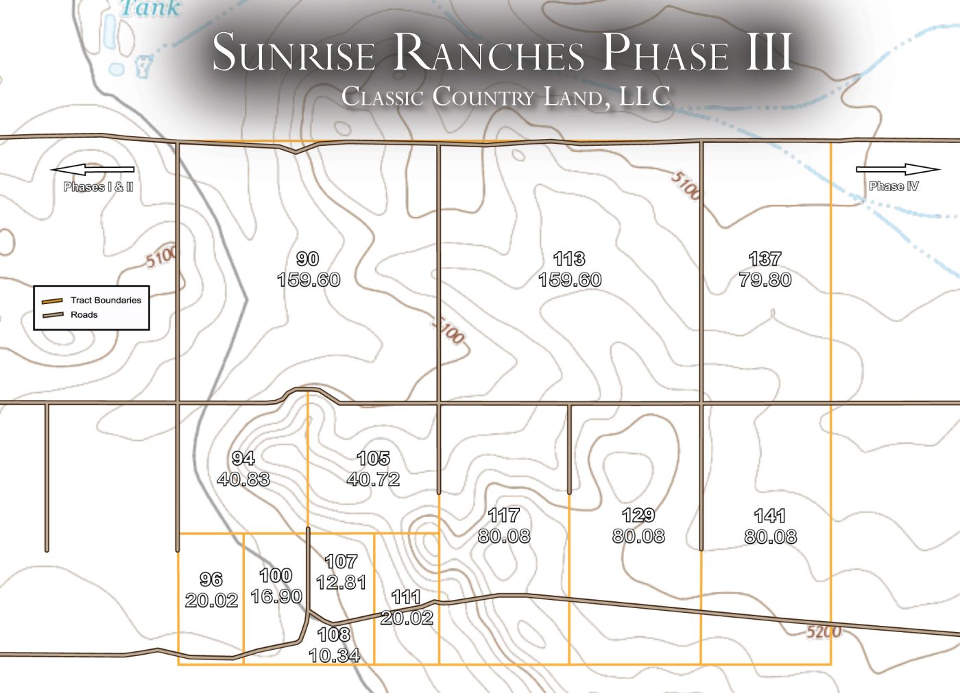 Sunrise Ranches Phase III topographic plat map