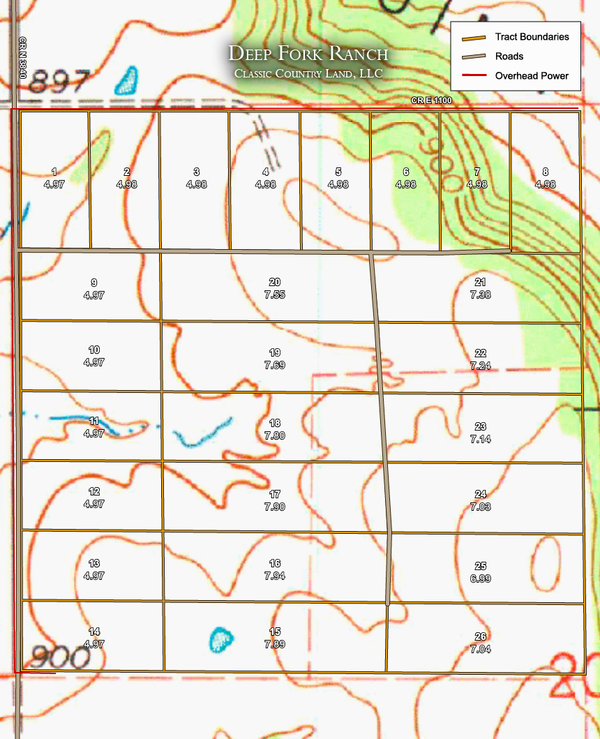 Deep Fork Ranch topographic plat map