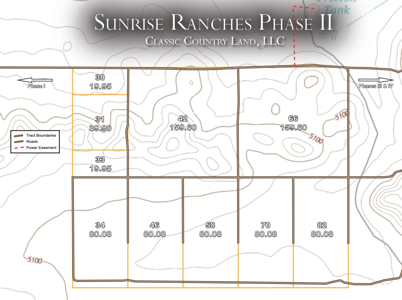 Sunrise Ranches Phase II topographic plat map