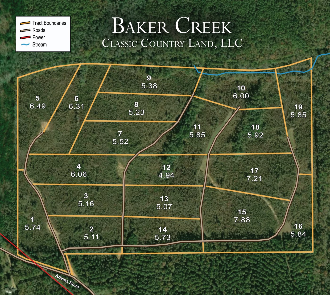 Baker Creek satellite plat map