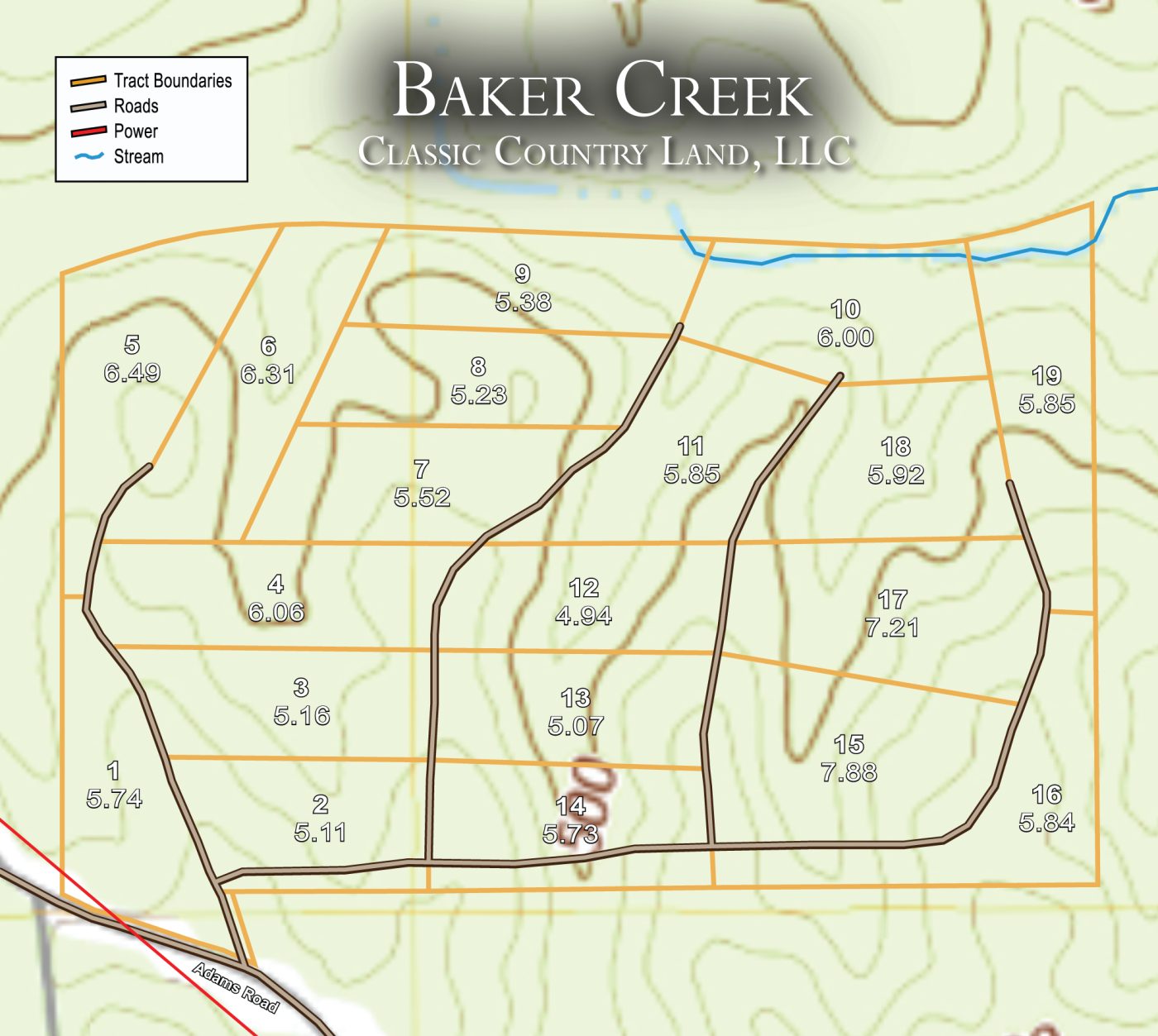 Baker Creek topographic plat map