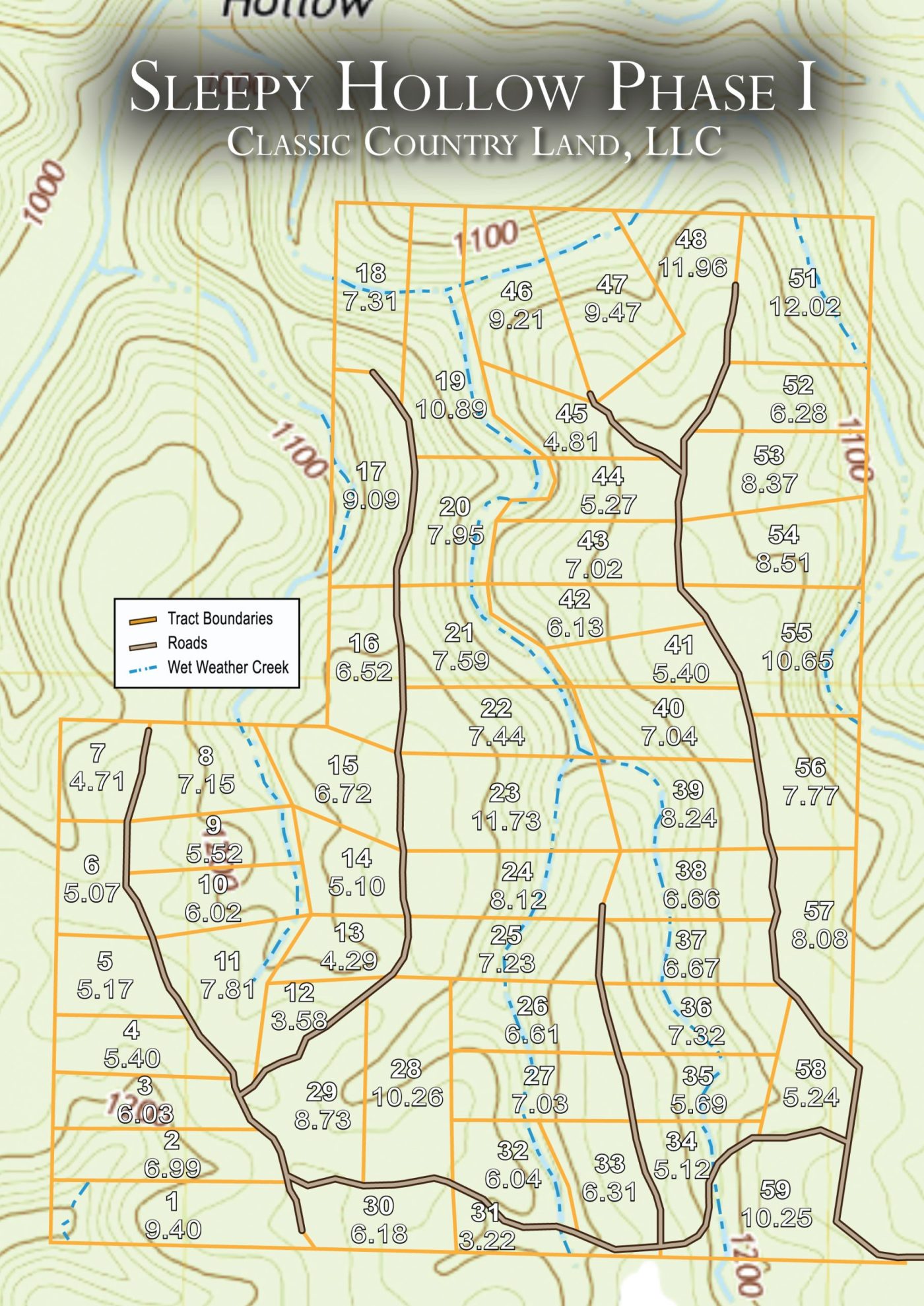 Sleepy Hollow Phase I topographic plat map