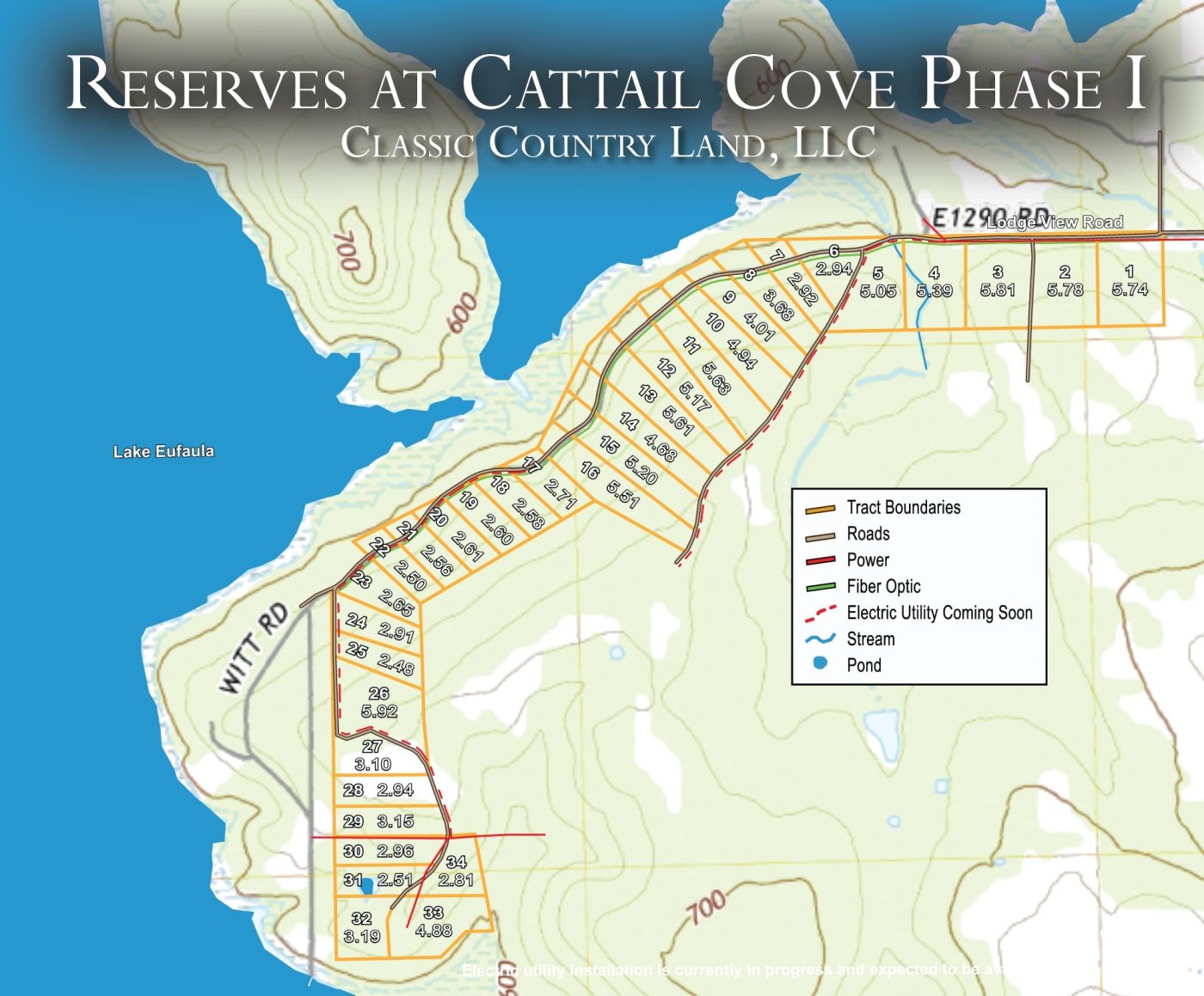 Reserves At Cattail Cove Phase I topographic plat map