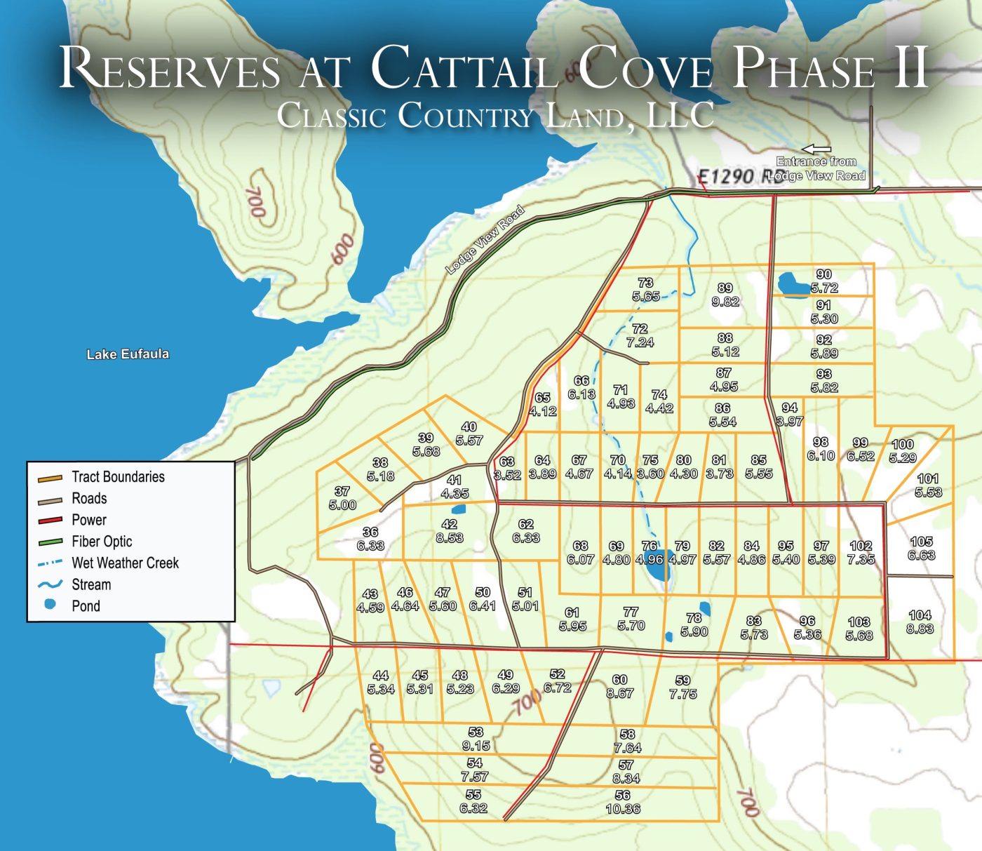 Reserves At Cattail Cove Phase II topographic plat map