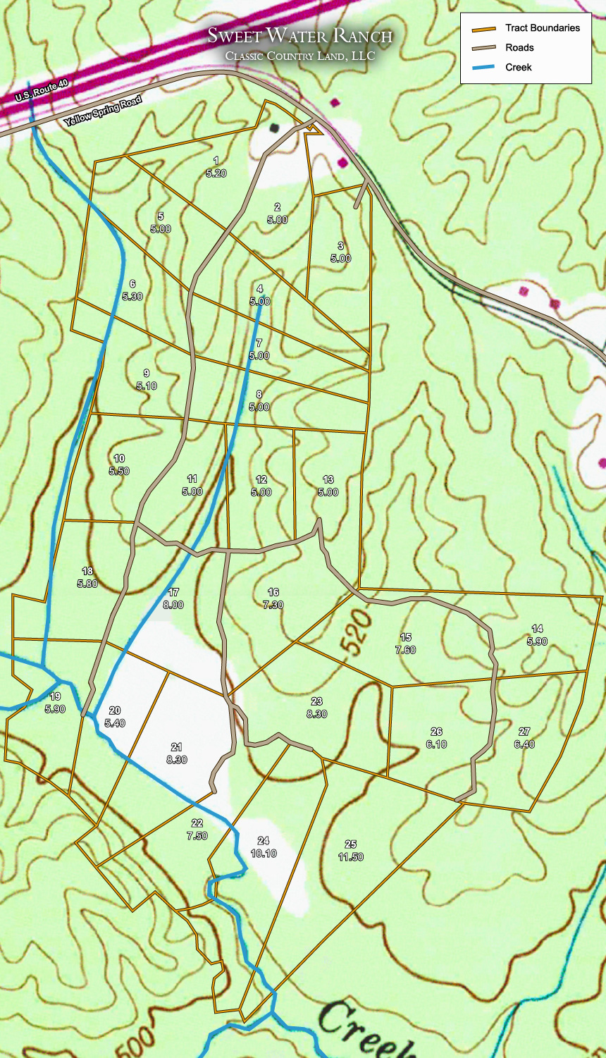 Sweet Water Ranch topographic plat map