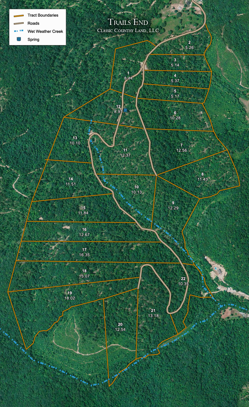 Trails End satellite plat map