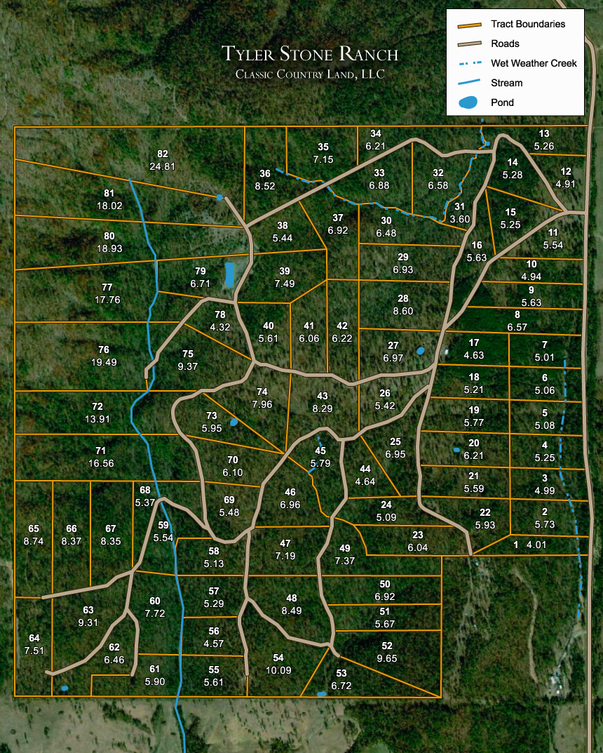 Tyler Stone Ranch satellite plat map