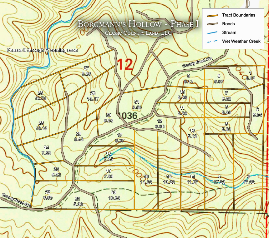 Borgmann’s Hollow Phase I topographic plat map