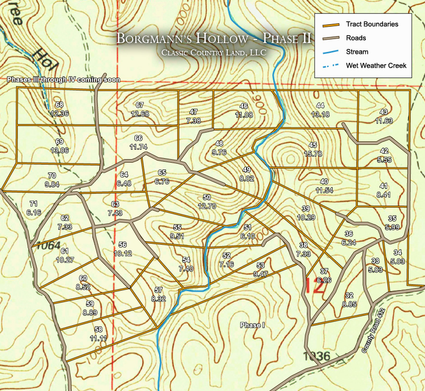 Borgmann’s Hollow Phase II topographic plat map