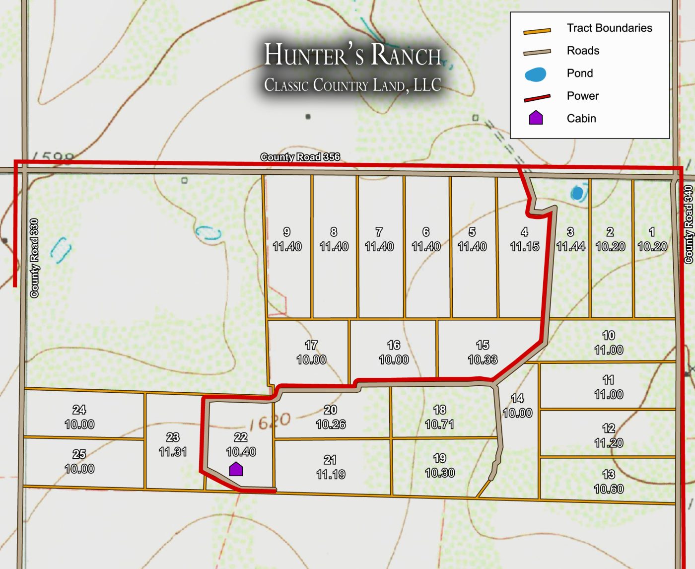 Hunter’s Ranch topographic plat map