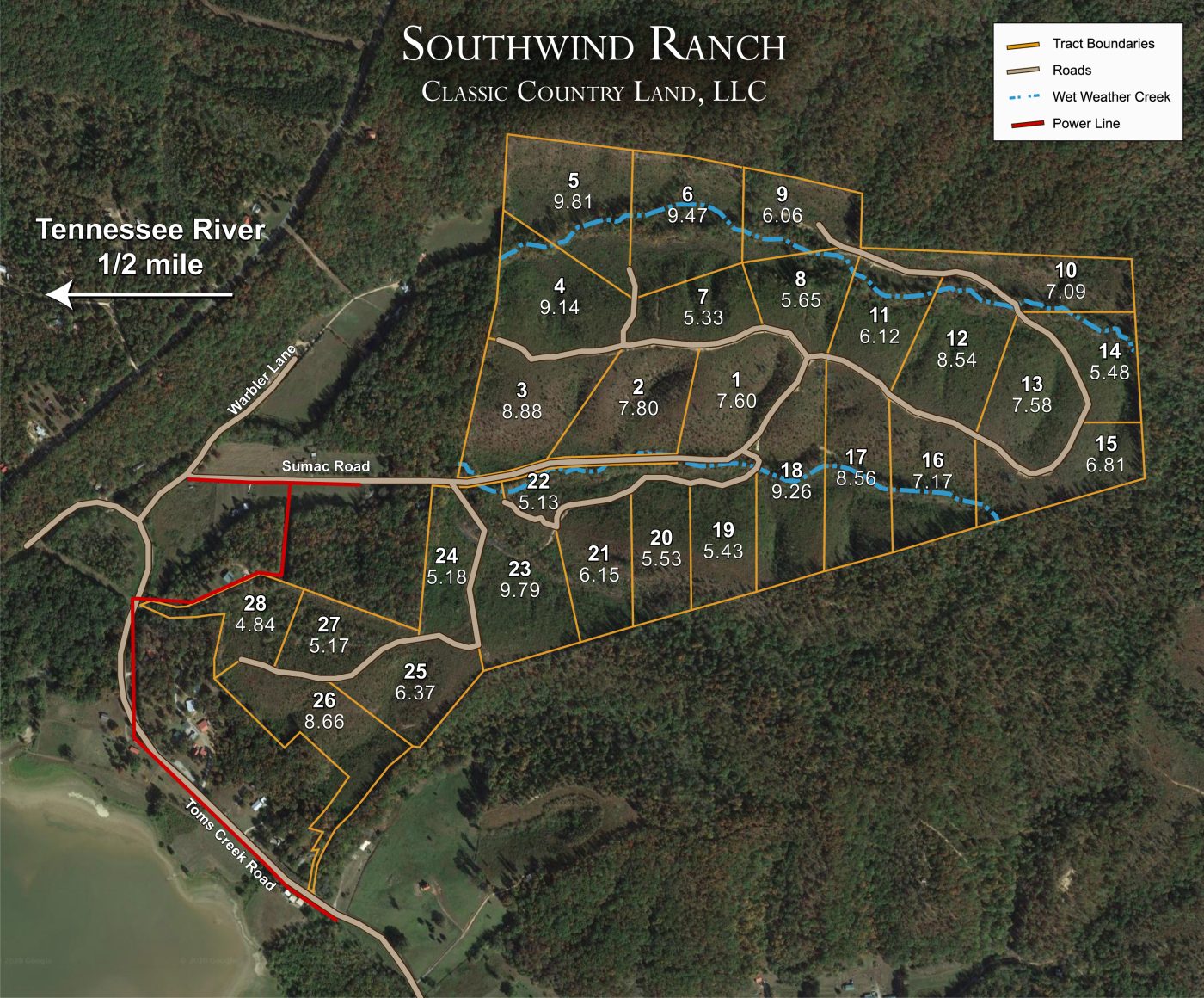 Southwind Ranch satellite plat map