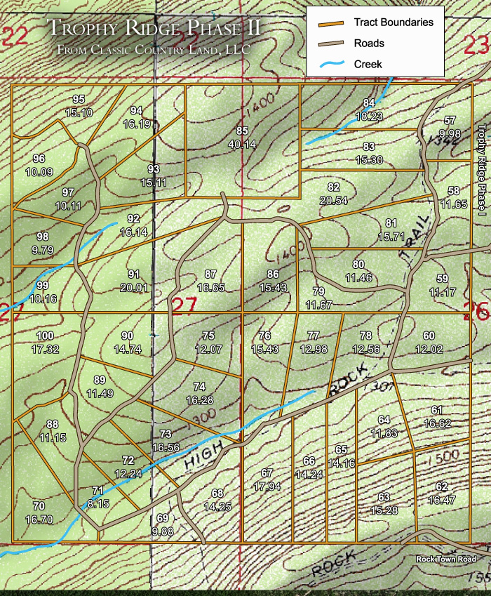 Trophy Ridge Phase II topographic plat map