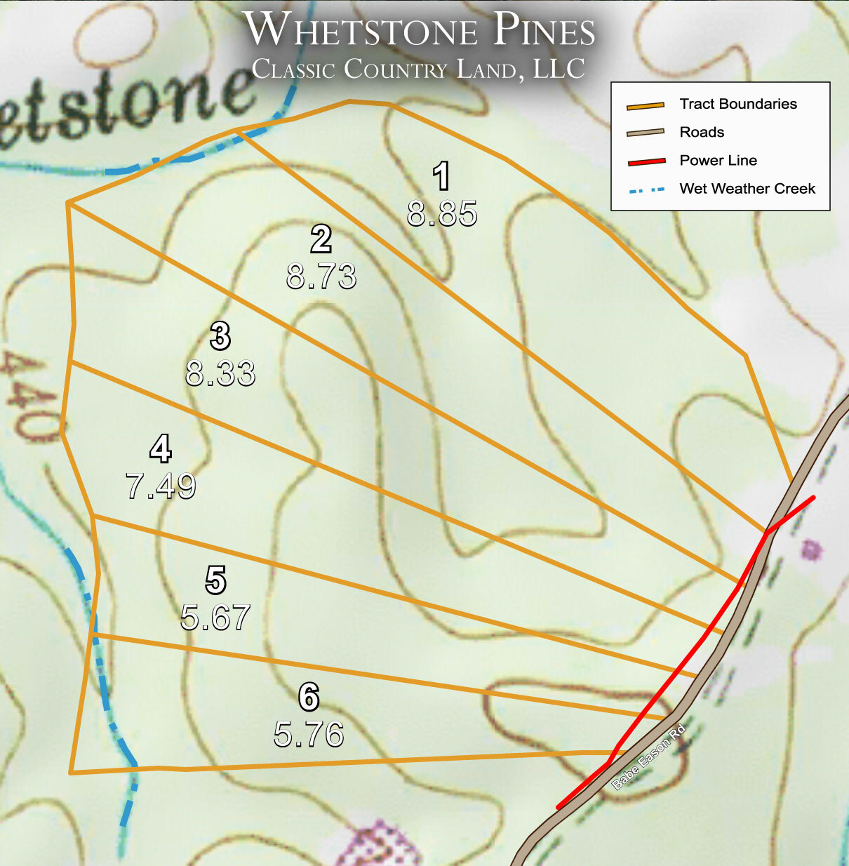 Whetstone Pines topographic plat map