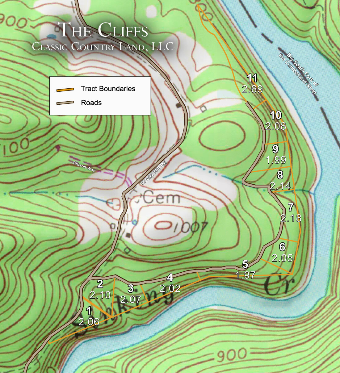 The Cliffs satellite plat map