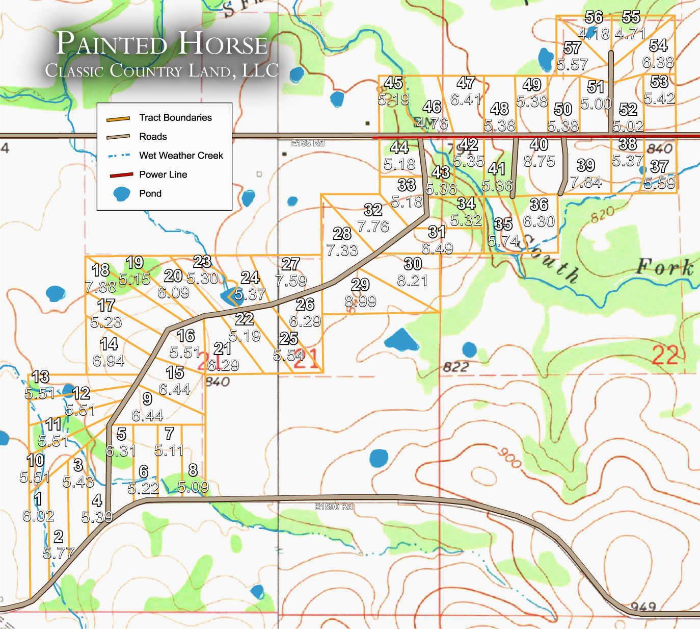Painted Horse topographic plat map