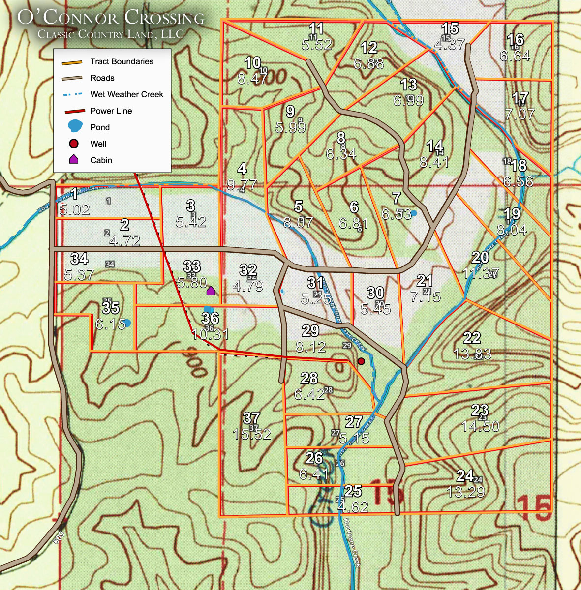O’Connor Crossing topographic plat map