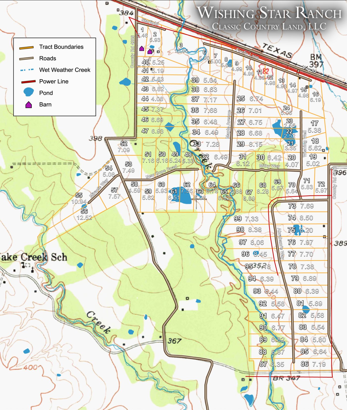 Wishing Star Ranch topographic plat map