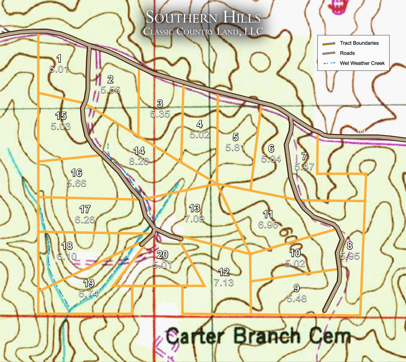 Southern Hills topographic plat map