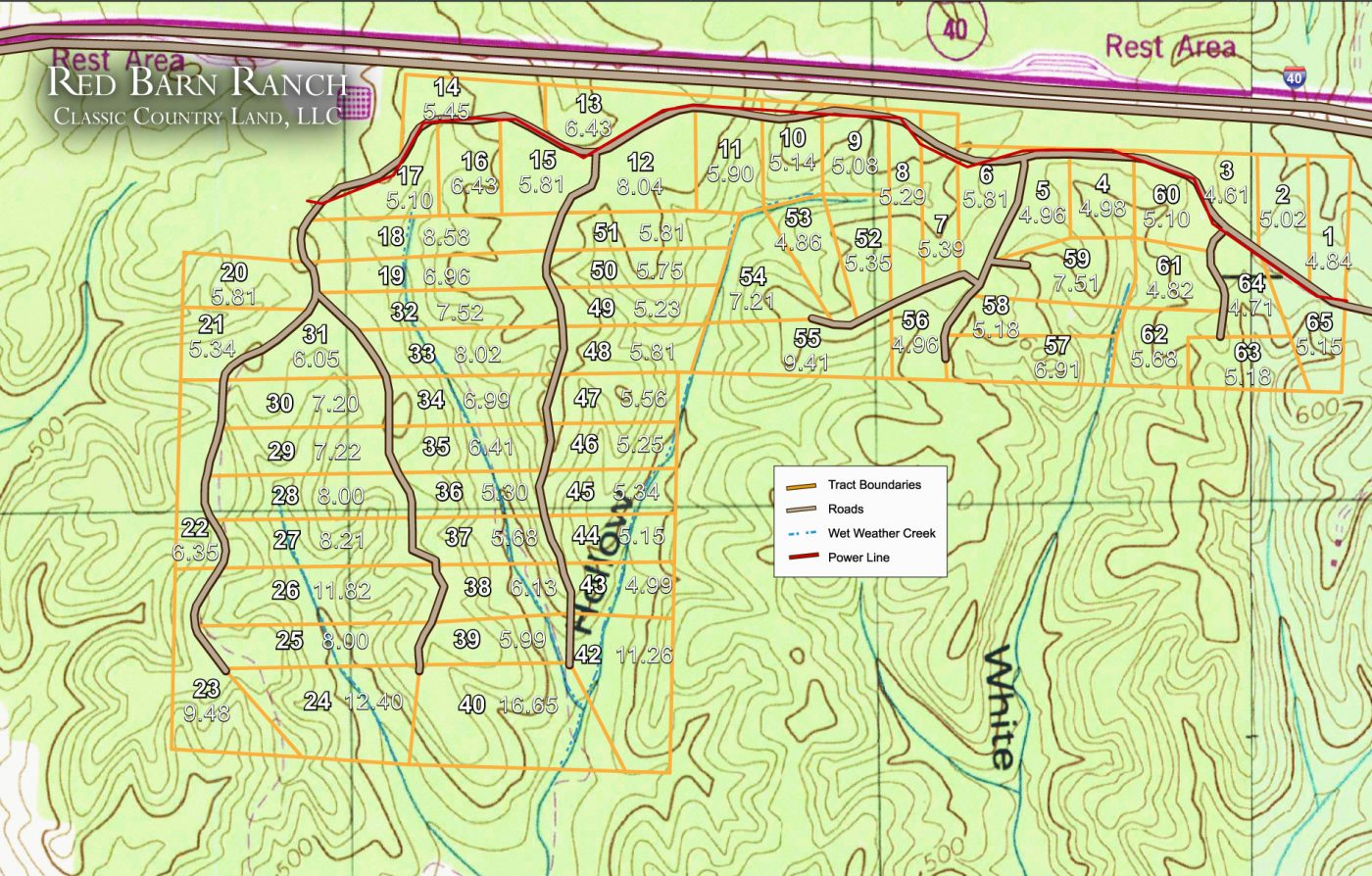 Red Barn Ranch topographic plat map