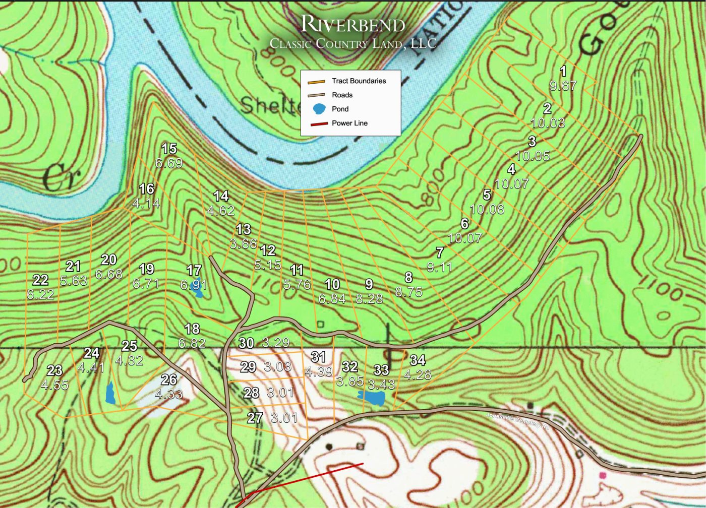 Riverbend topographic plat map
