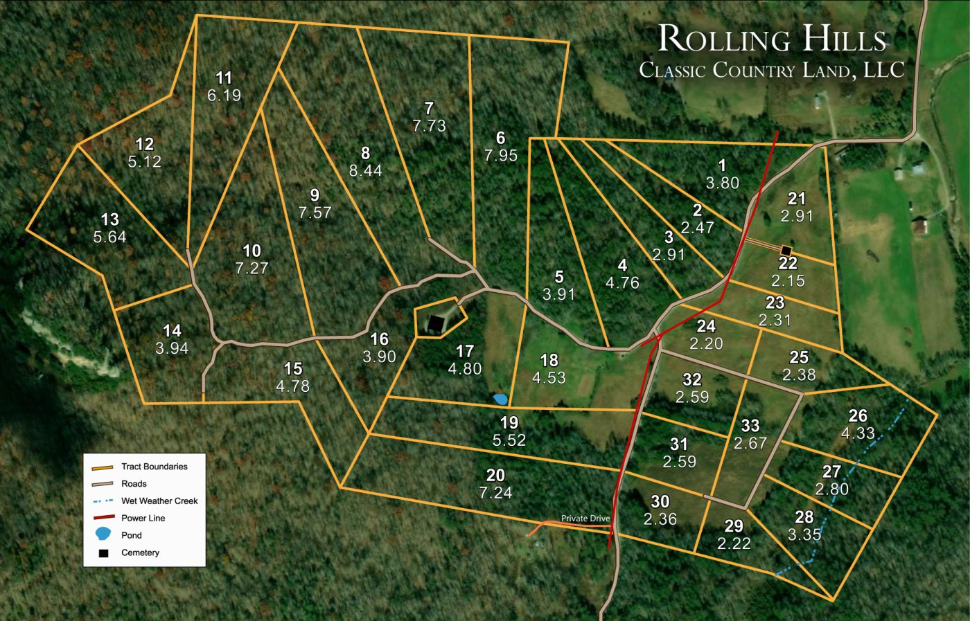 Rolling Hills satellite plat map
