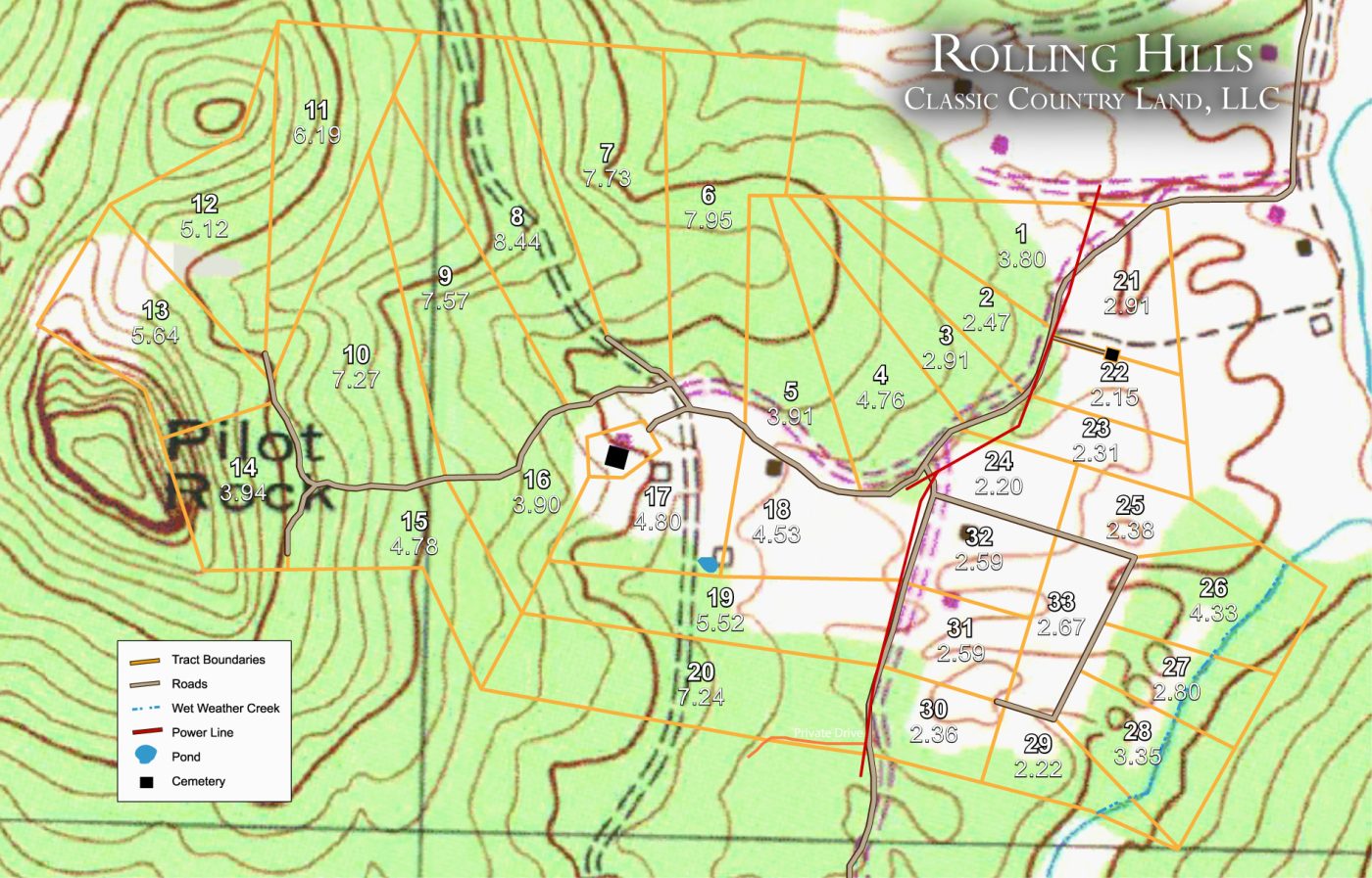 Rolling Hills topographic plat map