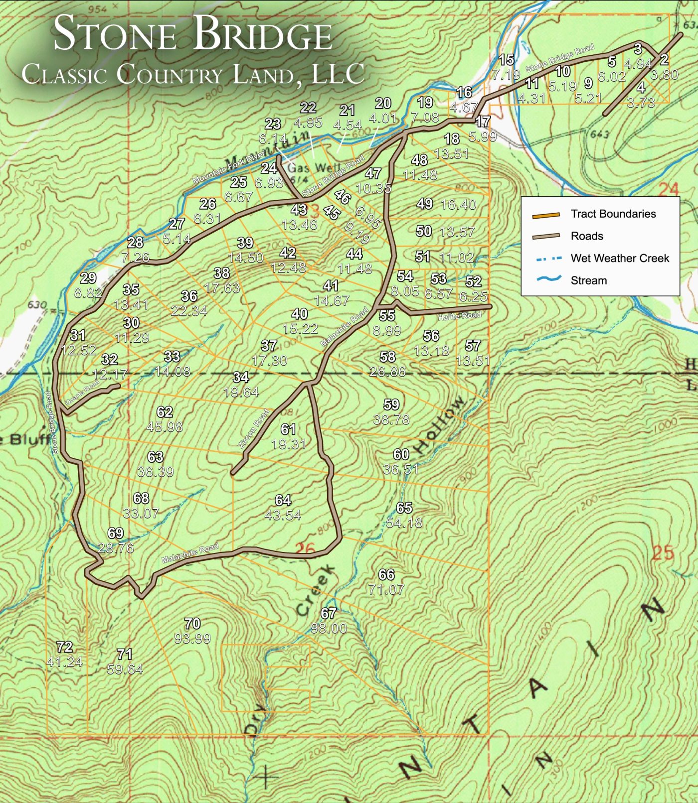 Stone Bridge Phase I topographic plat map